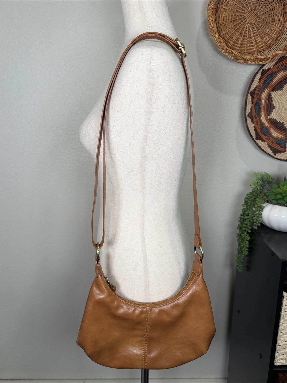 Joy Giselle Mini Hobo Convertible Crossbody Tan Shoulder Bag Minimalist